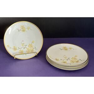 (4) W160 Johann Haviland 6” Bread Plates Yellow Flowers Brown Branches